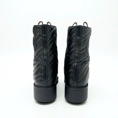 グッチ GUCCI ブーツ ショートブーツ 靴 シューズ レザー ブラック 黒 ダブルG ハート キルティング