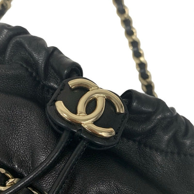 シャネル CHANEL バッグ ショルダーバッグ ラムスキン ブラック ゴールド ココマーク チェーンバック 巾着