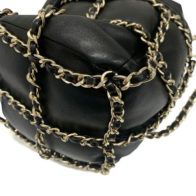 シャネル CHANEL バッグ ショルダーバッグ ラムスキン ブラック ゴールド ココマーク チェーンバック 巾着