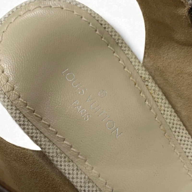 ルイヴィトン LOUIS VUITTON コーストライン モノグラム サンダル 靴 シューズ レザー キャンバス ブラウン ベージュ ゴールド ウェッジソール ストラップ