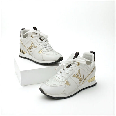 ルイヴィトン LOUIS VUITTON ランアウェイライン モノグラム スニーカー 靴 シューズ レザー ホワイト ブラウン ゴールド インヒール