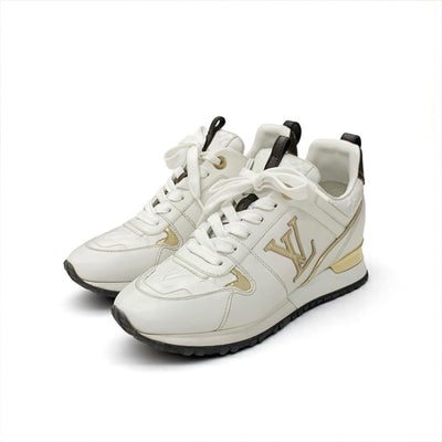 ルイヴィトン LOUIS VUITTON ランアウェイライン モノグラム スニーカー 靴 シューズ レザー ホワイト ブラウン ゴールド インヒール