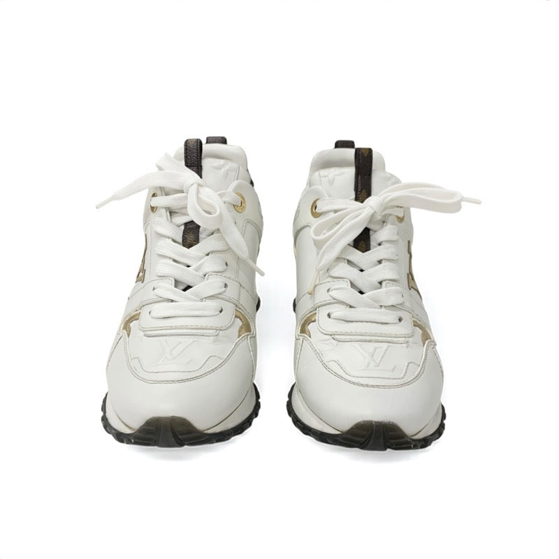 ルイヴィトン LOUIS VUITTON ランアウェイライン モノグラム スニーカー 靴 シューズ レザー ホワイト ブラウン ゴールド インヒール