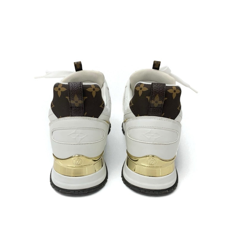 ルイヴィトン LOUIS VUITTON ランアウェイライン モノグラム スニーカー 靴 シューズ レザー ホワイト ブラウン ゴールド インヒール