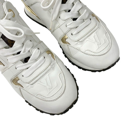ルイヴィトン LOUIS VUITTON ランアウェイライン モノグラム スニーカー 靴 シューズ レザー ホワイト ブラウン ゴールド インヒール