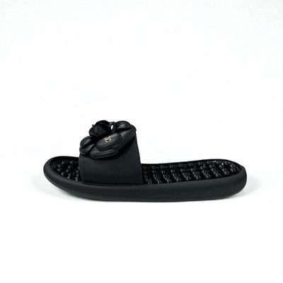 シャネル CHANEL サンダル 靴 シューズ ラバー ブラック 黒 ココマーク カメリア フラット