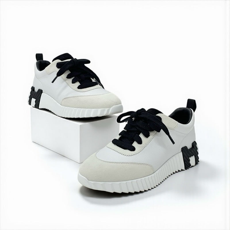 エルメス HERMES バウンシング スニーカー 靴 シューズ レザー スエード ホワイト ブラック