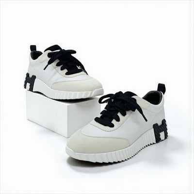 エルメス HERMES バウンシング スニーカー 靴 シューズ レザー スエード ホワイト ブラック