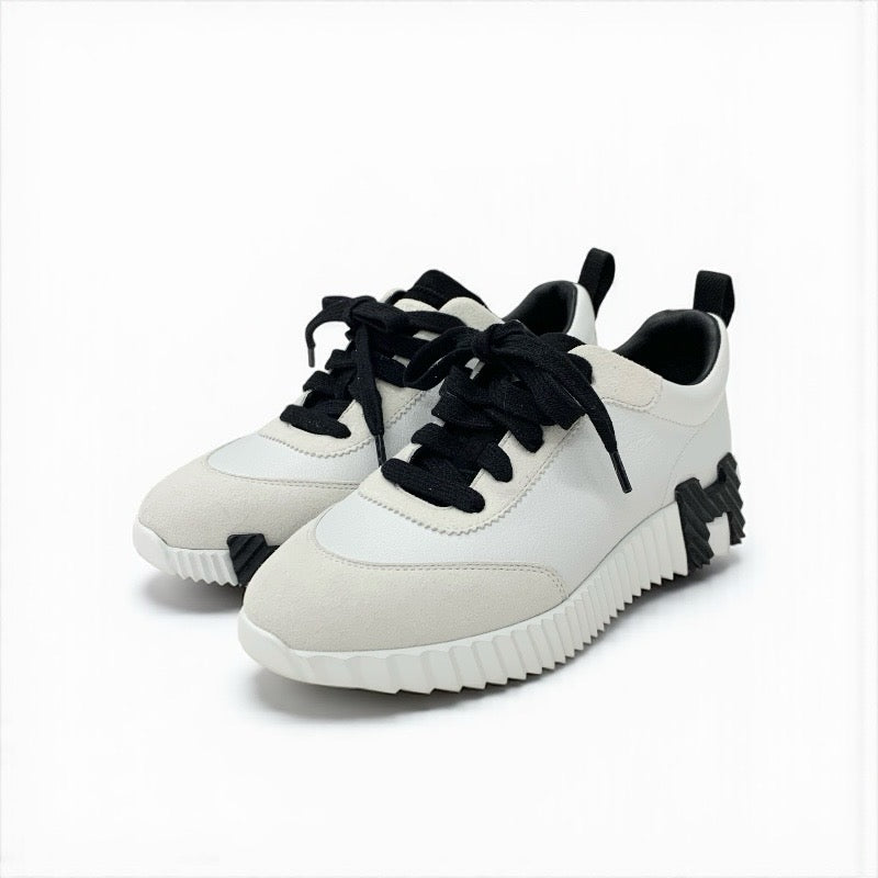 エルメス HERMES バウンシング スニーカー 靴 シューズ レザー スエード ホワイト ブラック