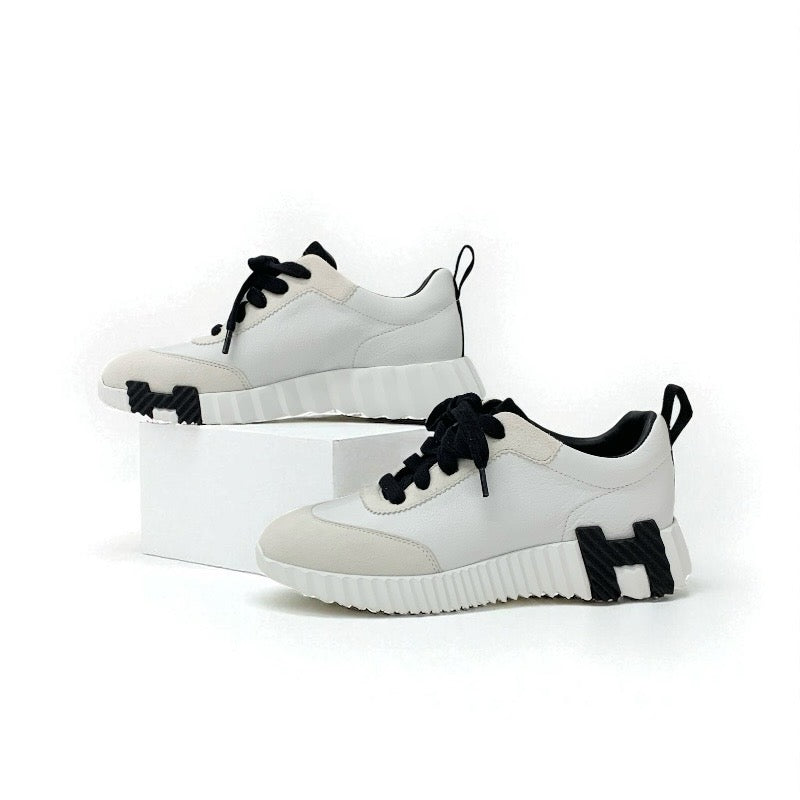 エルメス HERMES バウンシング スニーカー 靴 シューズ レザー スエード ホワイト ブラック