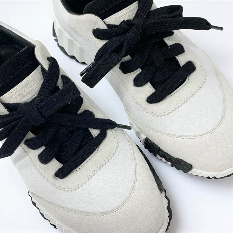 エルメス HERMES バウンシング スニーカー 靴 シューズ レザー スエード ホワイト ブラック