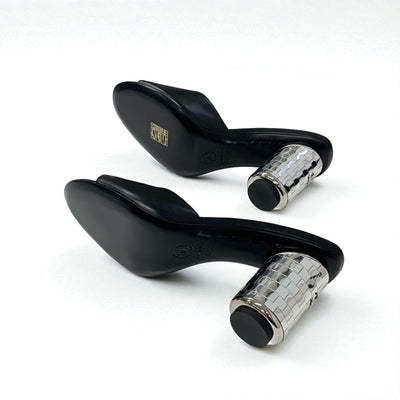 シャネル CHANEL サンダル 靴 シューズ レザー ブラック シルバー 未使用 ココマーク