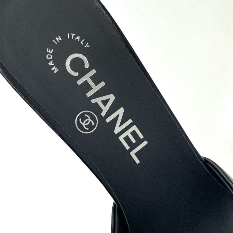 シャネル CHANEL サンダル 靴 シューズ レザー ブラック シルバー 未使用 ココマーク