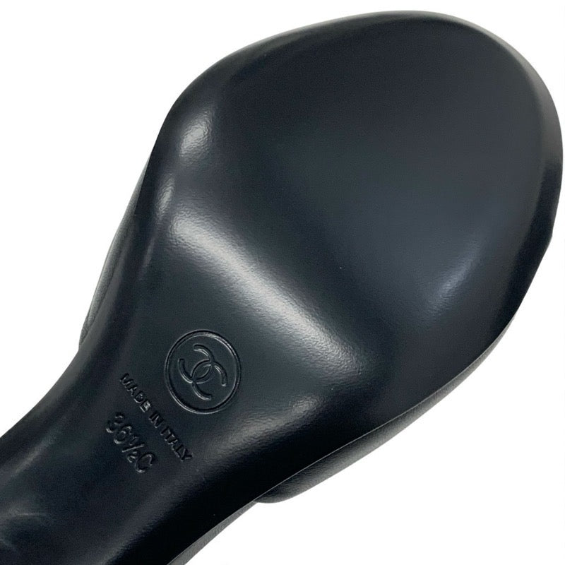 シャネル CHANEL サンダル 靴 シューズ レザー ブラック シルバー 未使用 ココマーク