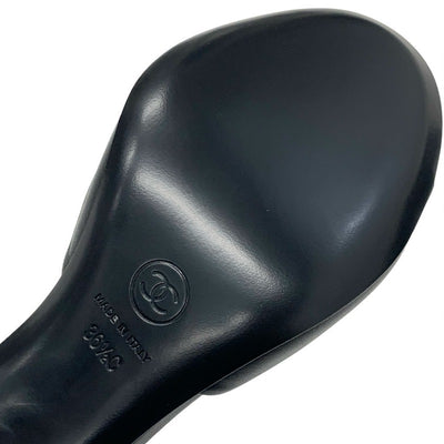 シャネル CHANEL サンダル 靴 シューズ レザー ブラック シルバー 未使用 ココマーク