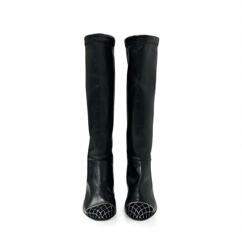 シャネル CHANEL ブーツ ロングブーツ 靴 シューズ レザー ブラック ココマーク ロゴ