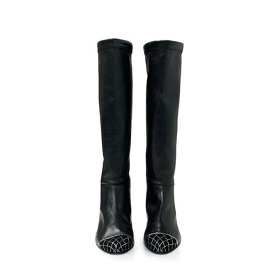 シャネル CHANEL ブーツ ロングブーツ 靴 シューズ レザー ブラック ココマーク ロゴ