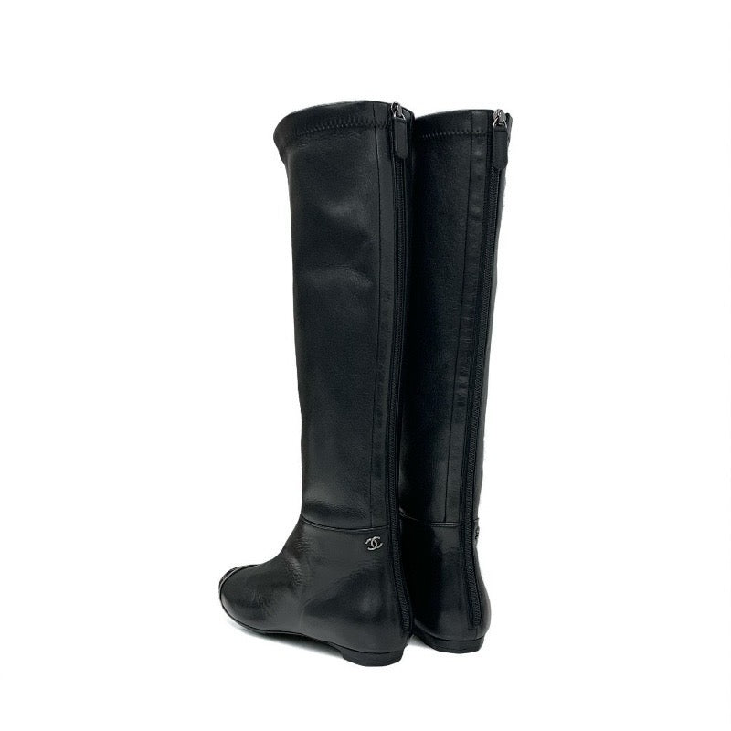 シャネル CHANEL ブーツ ロングブーツ 靴 シューズ レザー ブラック ココマーク ロゴ