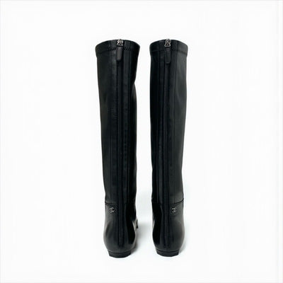 シャネル CHANEL ブーツ ロングブーツ 靴 シューズ レザー ブラック ココマーク ロゴ