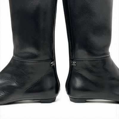 シャネル CHANEL ブーツ ロングブーツ 靴 シューズ レザー ブラック ココマーク ロゴ
