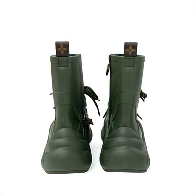 ルイヴィトン LOUIS VUITTON アークライトライン モノグラム ブーツ ショートブーツ 靴 シューズ ラバー カーキ LVサークルロゴ レースアップ レインブーツ