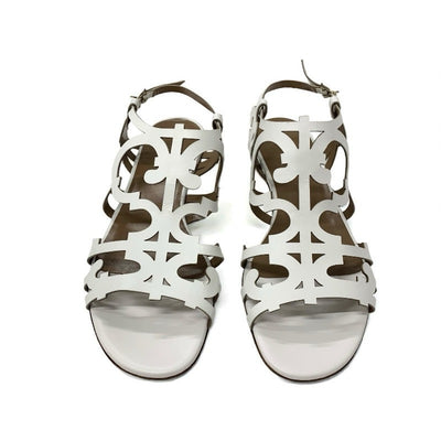 エルメス HERMES サンダル 靴 シューズ レザー ホワイト 白 ガダルキヴィール ストラップ フラット