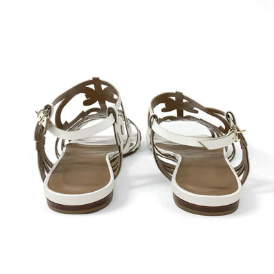 エルメス HERMES サンダル 靴 シューズ レザー ホワイト 白 ガダルキヴィール ストラップ フラット