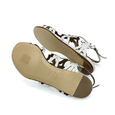 エルメス HERMES サンダル 靴 シューズ レザー ホワイト 白 ガダルキヴィール ストラップ フラット