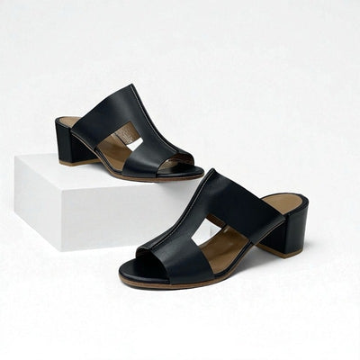 エルメス HERMES オスティア サンダル 靴 シューズ レザー ブラック ミュール