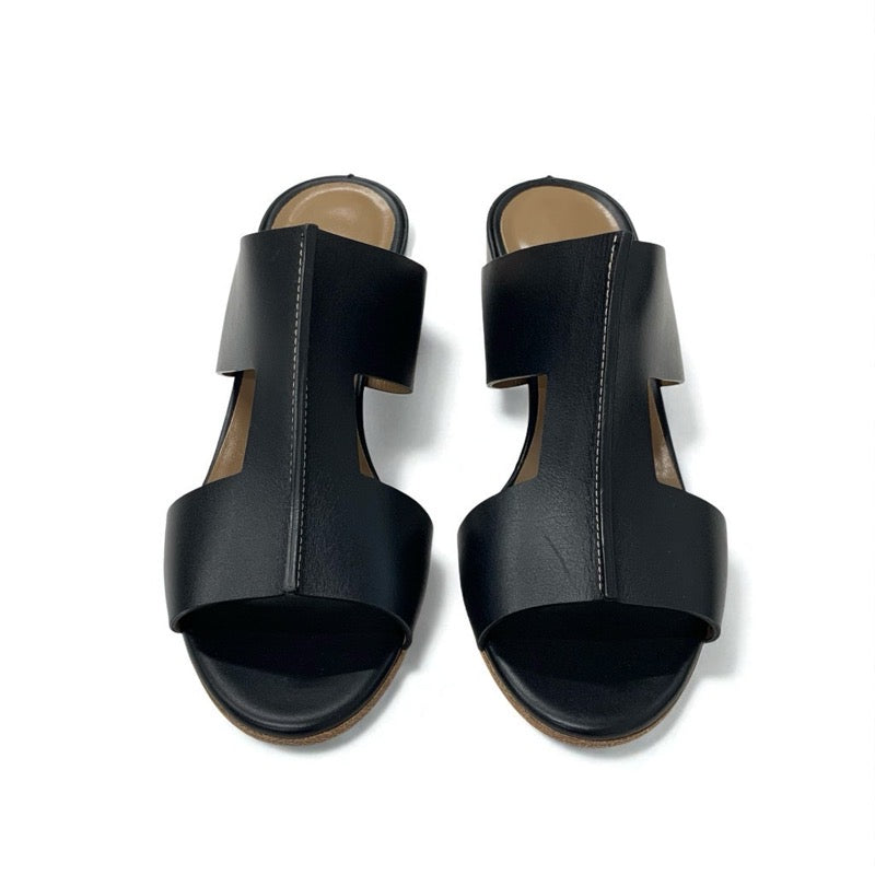 エルメス HERMES オスティア サンダル 靴 シューズ レザー ブラック ミュール