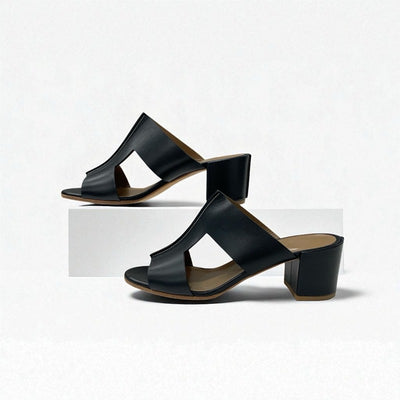 エルメス HERMES オスティア サンダル 靴 シューズ レザー ブラック ミュール