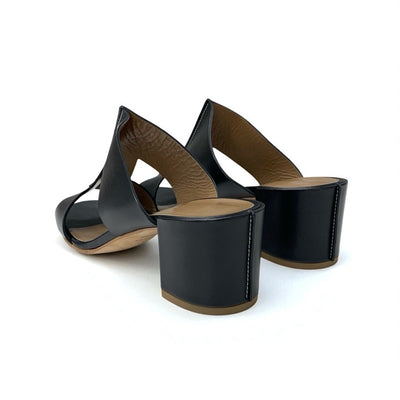 エルメス HERMES オスティア サンダル 靴 シューズ レザー ブラック ミュール