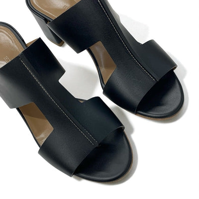 エルメス HERMES オスティア サンダル 靴 シューズ レザー ブラック ミュール