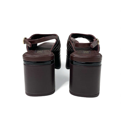 シャネル CHANEL サンダル 靴 シューズ レザー ブラウン系 ブラック ココマーク マトラッセ スリングバック