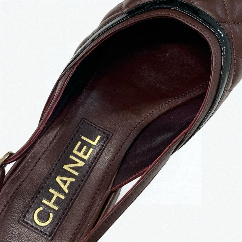 シャネル CHANEL サンダル 靴 シューズ レザー ブラウン系 ブラック ココマーク マトラッセ スリングバック