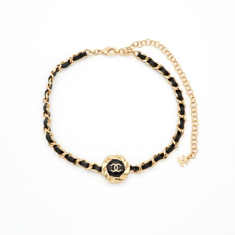 シャネル CHANEL ネックレス ペンダント チョーカー ゴールド ブラック ココマーク チェーン