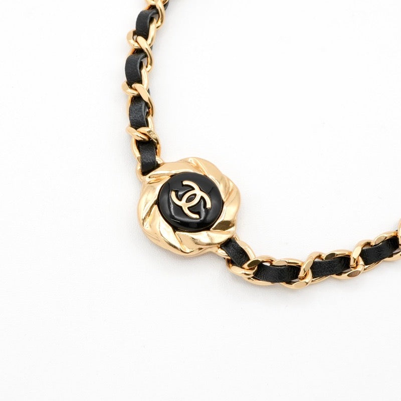 シャネル CHANEL ネックレス ペンダント チョーカー ゴールド ブラック ココマーク チェーン