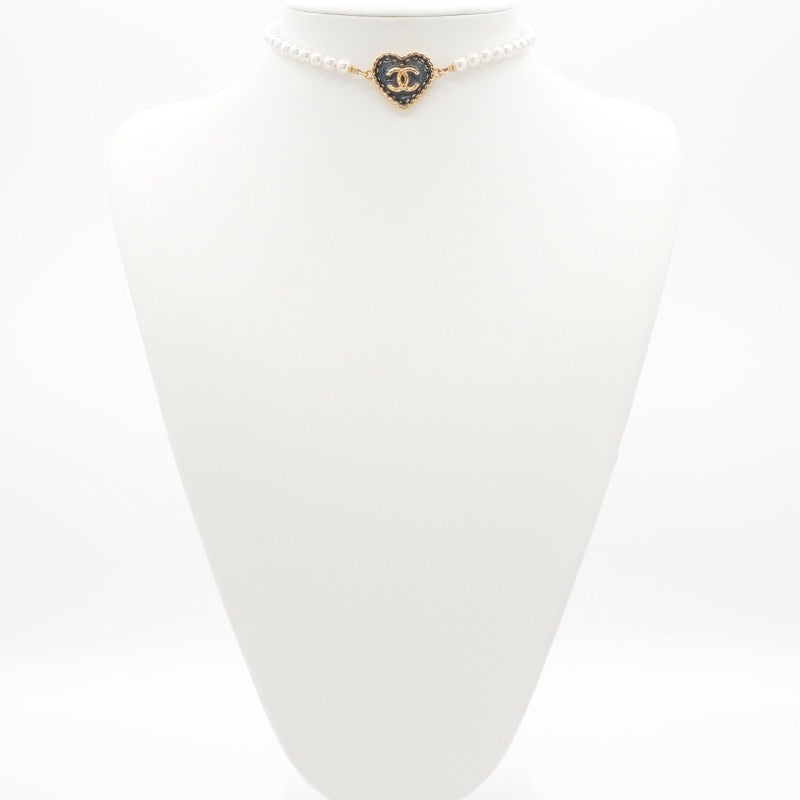 シャネル CHANEL ネックレス ペンダント チョーカー ゴールド ホワイト ココマーク ハート