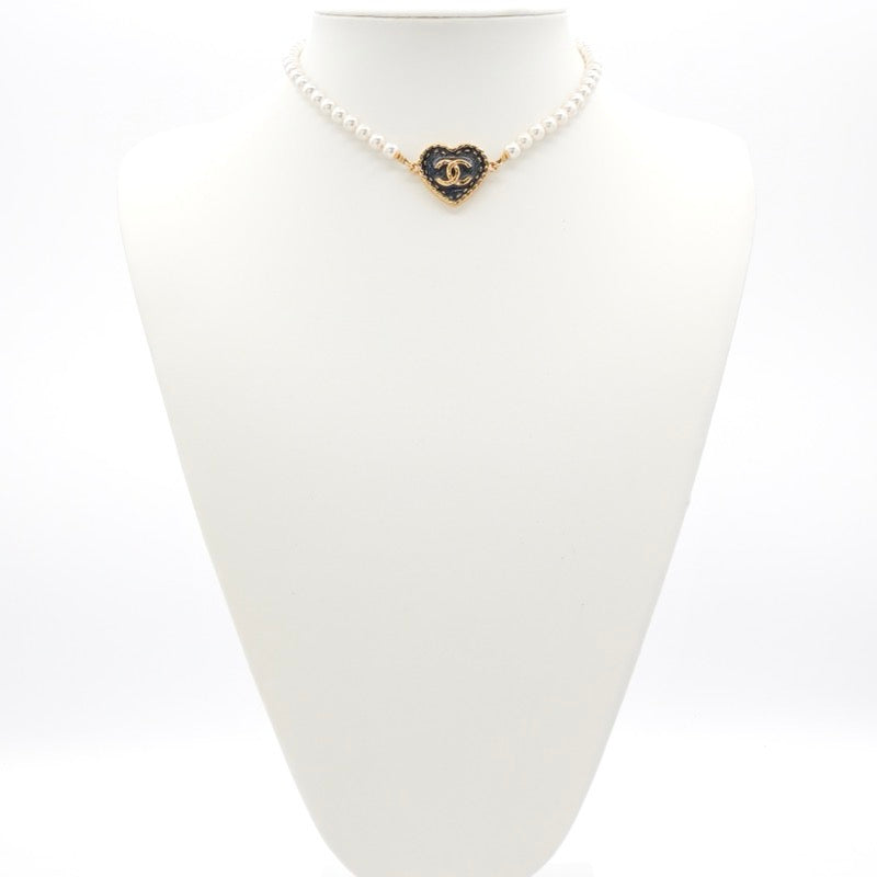 シャネル CHANEL ネックレス ペンダント チョーカー ゴールド ホワイト ココマーク ハート