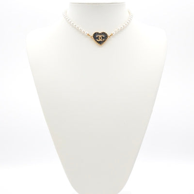 シャネル CHANEL ネックレス ペンダント チョーカー ゴールド ホワイト ココマーク ハート