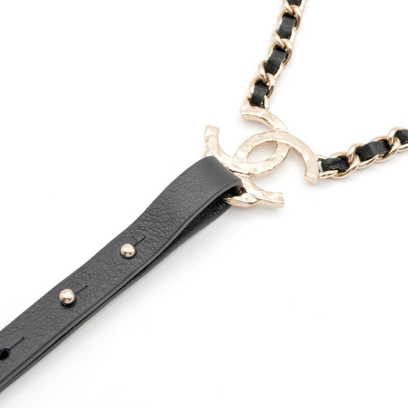 シャネル CHANEL サスペンダー ブラック シルバー ココマーク チェーン