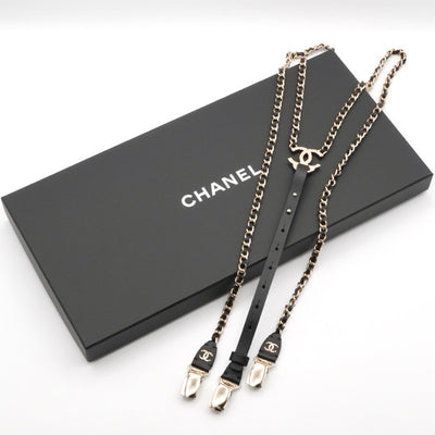 シャネル CHANEL サスペンダー ブラック シルバー ココマーク チェーン