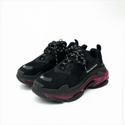 バレンシアガ BALENCIAGA トリプルS スニーカー 靴 シューズ メッシュ スエード レザー ブラック ピンク ロゴ ダブルフォーム