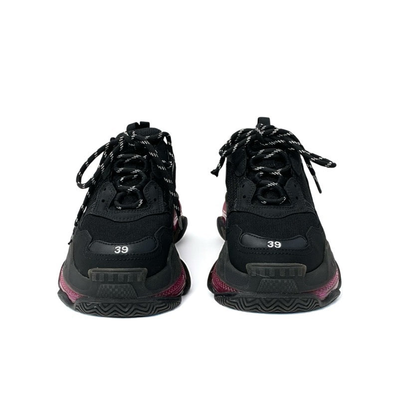 バレンシアガ BALENCIAGA トリプルS スニーカー 靴 シューズ メッシュ スエード レザー ブラック ピンク ロゴ ダブルフォーム