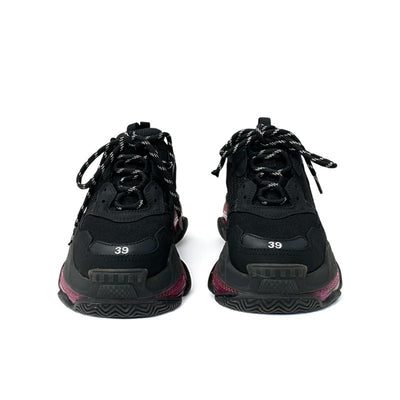 バレンシアガ BALENCIAGA トリプルS スニーカー 靴 シューズ メッシュ スエード レザー ブラック ピンク ロゴ ダブルフォーム