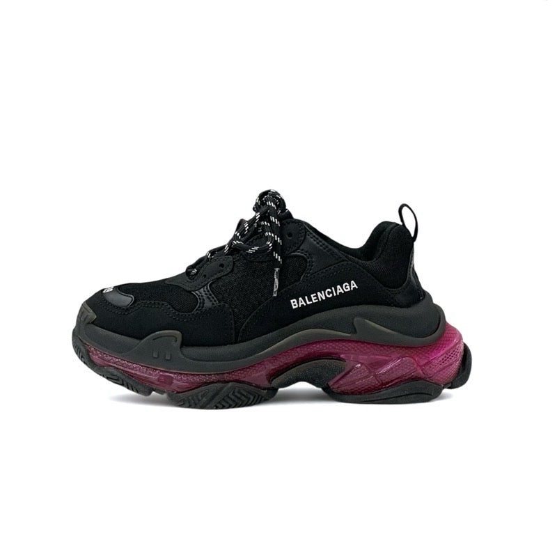 バレンシアガ BALENCIAGA トリプルS スニーカー 靴 シューズ メッシュ スエード レザー ブラック ピンク ロゴ ダブルフォーム