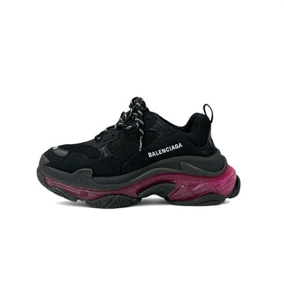 バレンシアガ BALENCIAGA トリプルS スニーカー 靴 シューズ メッシュ スエード レザー ブラック ピンク ロゴ ダブルフォーム