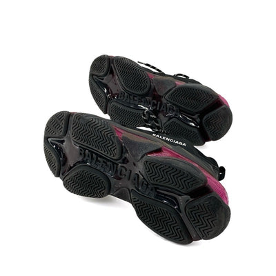 バレンシアガ BALENCIAGA トリプルS スニーカー 靴 シューズ メッシュ スエード レザー ブラック ピンク ロゴ ダブルフォーム