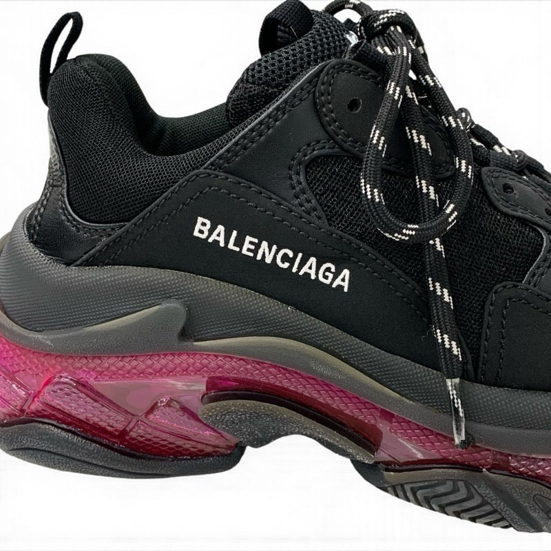バレンシアガ BALENCIAGA トリプルS スニーカー 靴 シューズ メッシュ スエード レザー ブラック ピンク ロゴ ダブルフォーム