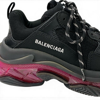 バレンシアガ BALENCIAGA トリプルS スニーカー 靴 シューズ メッシュ スエード レザー ブラック ピンク ロゴ ダブルフォーム
